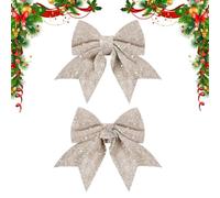 Nœuds de Noël pour couronne 2 pièces ruban pailleté à liens torsadés | Nœud pour couronne de Noël 13,1 x 7,6 cm pour maison, cuisine, mur, cheminée, fêtes, Saint-Valentin, anniversaire, mariage,