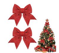 Nœuds de Noël pour couronne 2 pièces ruban pailleté à liens torsadés | Nœuds décoratifs pour sapin de Noël 13,1x7,6 cm maison extérieur intérieur cheminée guirlande