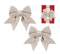 Nœuds de Noël pour couronne 2 pièces ruban pailleté à liens torsadés | Topper pour sapin de Noël 13,1 x 7,6 cm pour maison, cuisine, mur, cheminée, fêtes, Saint-Valentin, anniversaire, mariage,