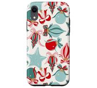 Nœuds de Noël Rouges Blancs et Verts Motif Famille de Rennes Coque pour iPhone XR