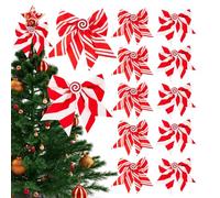 Nœuds de Noël rouges et blancs - Lot de 12 rubans de Noël, nœuds d'arbre festif pour couronnes, cheminée, escalier, fenêtre, étagère, fête, mariage, maison | Décoration saisonnière pour