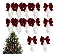 Nœuds De Noël Sur Sapin 12 décorations vintage en velours bordeaux | Nœuds De Noël Et Perles Pour Manteau Cheminée, Rebord Fenêtre, Branche Sapin, Porche, Couronne, Crochet Pour Porte