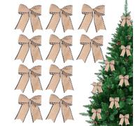 Nœuds de sapin de Noël - 15 x 14 cm - Petit nœud de couronne de Noël - 10 pièces - Décorations de fête vintage - Petites guirlandes - Ornements de porte pour l'intérieur, fenêtre, mur, porte, maison