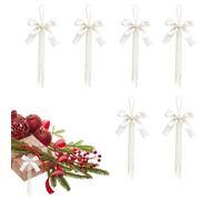 Nœuds de sapin de Noël 6 Pièces 10 x 15 cm Décoration Réutilisable en Ruban | Ornements Nœuds Perlés Noël Pour Célébrations Anniversaire Branche Porche Couronne Manteau de