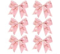 Nœuds de vacances en lin - Couronne scintillante - 14 cm - Rose