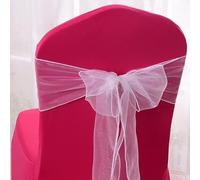Nœuds élastiques en Organza et Dentelle (Lot de 10/50), for décoration de Mariage, d'anniversaire ou de Banquet, Bandes de Ruban réglables for Dossier de siège(Wit,10pcs)