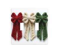 Nœuds en fil de crochet rouge crème vert double gang à bascule pour plaque murale décoration d'interrupteur taille standard - 11,4 x 11,4 cm