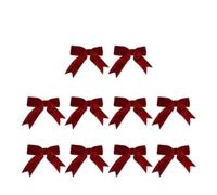 Nœuds en ruban de velours 10/100 pièces de décoration nœuds noël en velours | Ornements de nœuds papillons rouges et verts, fournitures artisanales de bricolage for le nouvel an(50PCS,S-Red)