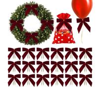 Nœuds en velours de Noël - Ensemble décoratif d'accessoires saisonniers élégants | Petits nœuds pour couronnes de pins, cadeaux artisanaux, événements, salles, décoration de jardins