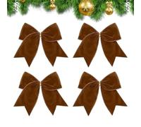 Nœuds en Velours De Noël pour Arbre 4 Pièces De Décorations Charmantes | Nœuds Pour Guirlande De Noël Pour La Couronne La Fenêtre L'Escalier La Maison Le Bureau Le Jardin La Fête Le