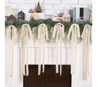 Nœuds en velours d'inspiration vintage pour sapin de Noël et couronne d'intérieur, fabriqués en velours pour une utilisation tout au long de la saison (beige)