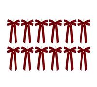 Nœuds en velours pour sapin de Noël - 12 pièces décoratives | Ruban noué bordeaux | Décorations élégantes | Guirlandes, décorations pour fêtes, maison, cadeaux, faits à la main, vintage