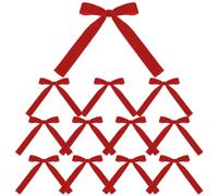 Nœuds en velours pour sapin de Noël 12 Pièces Réutilisables Décoratives | Nœuds De Noël Déco Maison Guirlande Table Porche Dessus Cheminée Escalier Rouge