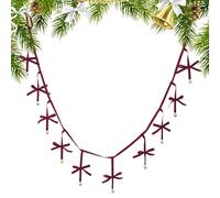 Nœuds en velours pour sapin de Noël - Décoration de Noël rouge avec cloches - Guirlande de nœuds réutilisables - Pour fenêtre, mur, porte, salon, cheminée, escalier, entrée