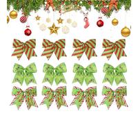 Nœuds Papier de Noël | Nœuds Festifs pour Couronne,12 Pièces Décorations Colorées pour Couronne Guirlande Arbre Intérieur Extérieur Porte