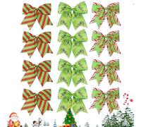 Nœuds Papier de Noël - Nœuds Festifs pour Couronne | 12 Pièces Décorations de Noël Résistantes aux UV pour Porte Couronne Arbre Porche Intérieur Extérieur Fête Guirlande