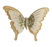 Nœuds Papillon Flockés Vert Or pour Arbre Nœuds Papillon Flockés(Gold) | Tissu pour velours doux, texture luxueuse, aspect élégant, pour idéal pour sapin, finition haut de gamme