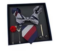 Nœuds papillon Homme Gris avec Coffret Cadeau - INSFITY - Soie polyester - Accessoires assortis inclus