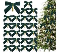 Nœuds pour Arbre de Noël,Nœuds de Noël pour Arbre - Ensemble de décoration de Porte en Velours pour Sapin de, Lot de 24 | Nœud de Couronne d'arbre de noël, Petit nœud décoratif pour emballer Les