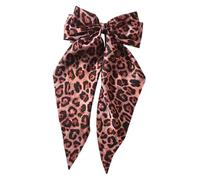 Nœuds pour cheveux avec imprimé léopard pour femme - Barrettes à cheveux avec clip en satin pour cheveux épais et droits, élégant