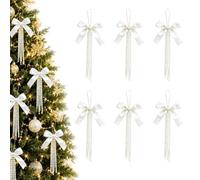 Nœuds pour Sapin de Noël 6 Pièces 10 x 15 cm Décoration Réutilisable en | Ornements Nœuds Perlés Noël Pour Célébrations Anniversaire Branche Porche Couronne Manteau de