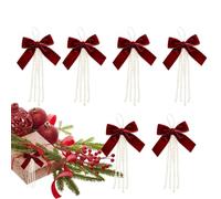 Nœuds pour sapin de Noël 6 pièces décorations festives couronne en ruban | Nœuds de velours de Noël pour fête, couronne, porte d'entrée, maison, cuisine, extérieur, mur, style ferme, intérie