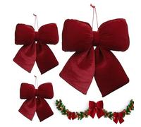 Nœuds rouges de Noël | Décoration de Noël en velours rouge, nœuds de guirlande, pour maison, porte d'entrée, couronne, fête, vacances, baby shower anniversaire