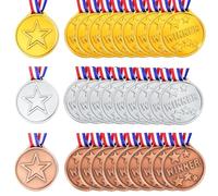 NUDVMUCH 30 Pièces Médailles Enfants, Medaille d'or avec Rubans de Cou, Médailles pour Enfants Medaille Foot Anniversaire Ski Travail Sport, pour Compétition Récompenses Thème Sport Day