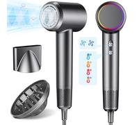 Nudwis Sèche-cheveux professionnel avec diffuseur, 130 000 tr/min, haute vitesse, avec 500 millions d'ions ions négatifs, 4 températures/2 vitesses pour la maison et les déplacements
