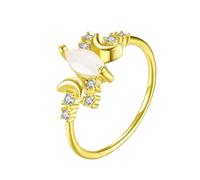 NUEAYMS Bague en forme de lune, texture en alliage unique, adaptée pour les femmes tendance et cadeau rétro rond pour femme, J, Comme décrit, Produit conforme à la description.