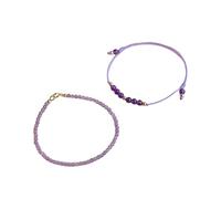 NUEAYMS Bracelet à couche avec cristaux d'améthyste, détails de perles dorées, bijou de poignet empilable pour anniversaire, cadeau d'anniversaire, bracelet en cristal