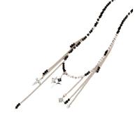 NUEAYMS Collier tendance à thème perles noires étoile croix glands alliage clavicule chaîne confortable tenue décontractée collier superposition