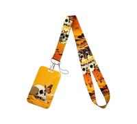 NUEAYMS Étui à Cartes en Plastique Robuste avec tête de Mort et Corbeau avec Sangle Amovible pour Un Usage Quotidien, Porte-Cartes de téléphone Gothique Essentiel de Voyage, Porte-clés