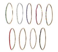NUEAYMS Lot de 9 chaînes élastiques empilables avec perles de cristal et strass pour femme