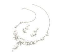 NUEAYMS Parure de bijoux de mariage avec collier et boucles d'oreilles en strass