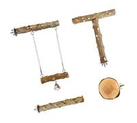 NUEAYMS Perche À Perroquet en Bois Multifonction Ensemble De 4 Balançoires pour À L des Oiseaux Et Faire De l'exercice Coupe du Bec Jouet D'enrichissement des Perroquets