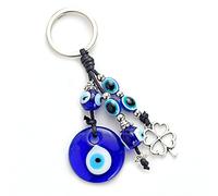 NUEAYMS Porte-clés personnalisé pour porte-clés délicat avec perles bleues pour propriétaires de nouvelles maisons créatives, porte-bonheur pour homme, femme, voiture