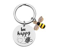 NUEAYMS Porte-clés « Teacher 's Day Bee Happy » avec bourdon Chram Bijoux Motivation Ami Famille Porte-clés Boîte à bijoux