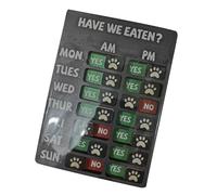 NUEAYMS Tableau d'alimentation magnétique pour chiens et chats en bois composite avec indicateurs clairs pour éviter l'alimentation hebdomadaire