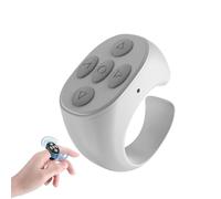 Nueihbring Fingertip Wireless Bluetooth Remote Control, Scrolling Ring Rechargeable Camera Remote, Take Photos, Page Turner, Scroll Videos, Volume Adjust, for Phones Tablets (White)