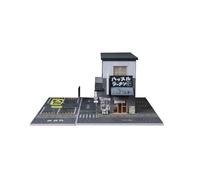 NUEIOVRW 1:64 Diorama Ramen Shop Garage Modèle, éclairage LED Japonais Parking Scène Modèle Display Case, Diecast Modellsutos Scène Vitrine pour cadeaux, modèle de bâtiment