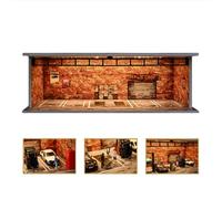 NUEIOVRW Garage de Voiture Miniature en Métal 1/64 pour Diorama, Scène de Parking avec Éclairage LED, Affichage et Rangement pour Voitures Miniatures Hot Wheels, Kit de Modèle pour Diorama (Garage