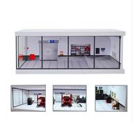 NUEIOVRW Modèle de garage Diorama 1:43 avec Lichit, vitrine de voiture pour collectionneurs, scène de parking réaliste avec porte anti-poussière en acrylique, pour Hot Wheels modèle de voiture