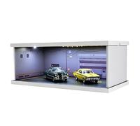 NUEIOVRW Modèle de garage diorama 1/43, éclairage LED tricolore pour parc de stationnement, éclairage à intensité variable pour voitures Hot Wheels moulé sous pression, rangement de scène d'atelier