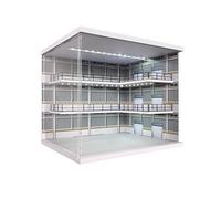 NUEIOVRW Modèle de garage triple diorama 1:64, éclairage LED modèle de parking, boîtier de présentation, vitrine de scène, atelier, showroom modèle de bâtiment