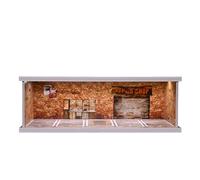 NUEIOVRW Vitrine Diorama 1/43 avec Éclairage Réglable à Trois Couleurs, Convient pour les Modèles de Voitures Diecast Hot Wheel Matchbox Mini GT, Scène de Garage et Parking en 1:43 (Brique Rouge)