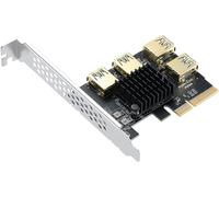 NUEK-New Pcie 1 To 4 Riser,Pci Express 4X To 16X Splitter Riser Card,Pci-E To External 4 Usb 3.0 Converter Adapter W/Large Heatsink,Pcie Multiplier Expansion Board For Ethereum Bitcoin Mining