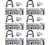 NUEK-Pcie 1X À 16X-Carte D'Extension Graphique Avec Câble D'Extension Usb 3.0 De 0.6M Pour Bitcoin Crypto Ethereum Mining (Blanc-6 Pcs)