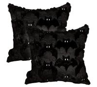 Nuelreva 2pcs Halloween Couvertures d'oreiller 18x18 Soft Plux Bat Halloween Throw Covers pour canapé-lit Home Decorhalloween