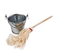 Nuelreva Miniature Dollhouse Mop Bucket 1/12 Scale Dollhouse Mini Mop Bucket Set Cuisine Accessoire